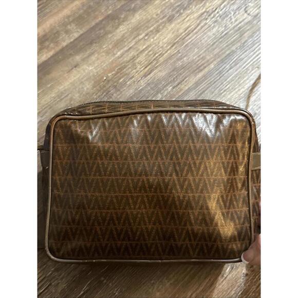 MARIO VALENTINO V Logo Shoulder Cross Body Bag PVC Leather Brown 7625L - Picture 9 of 15